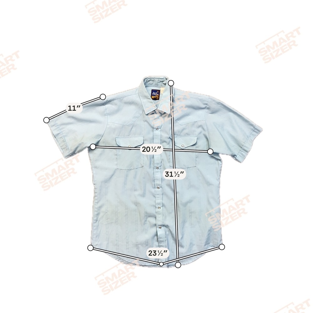 Rock Canyon Western Snap Shirt Mens 16.5 Light Blue Vintage Dobby Stripe Short - Picture 7 of 8